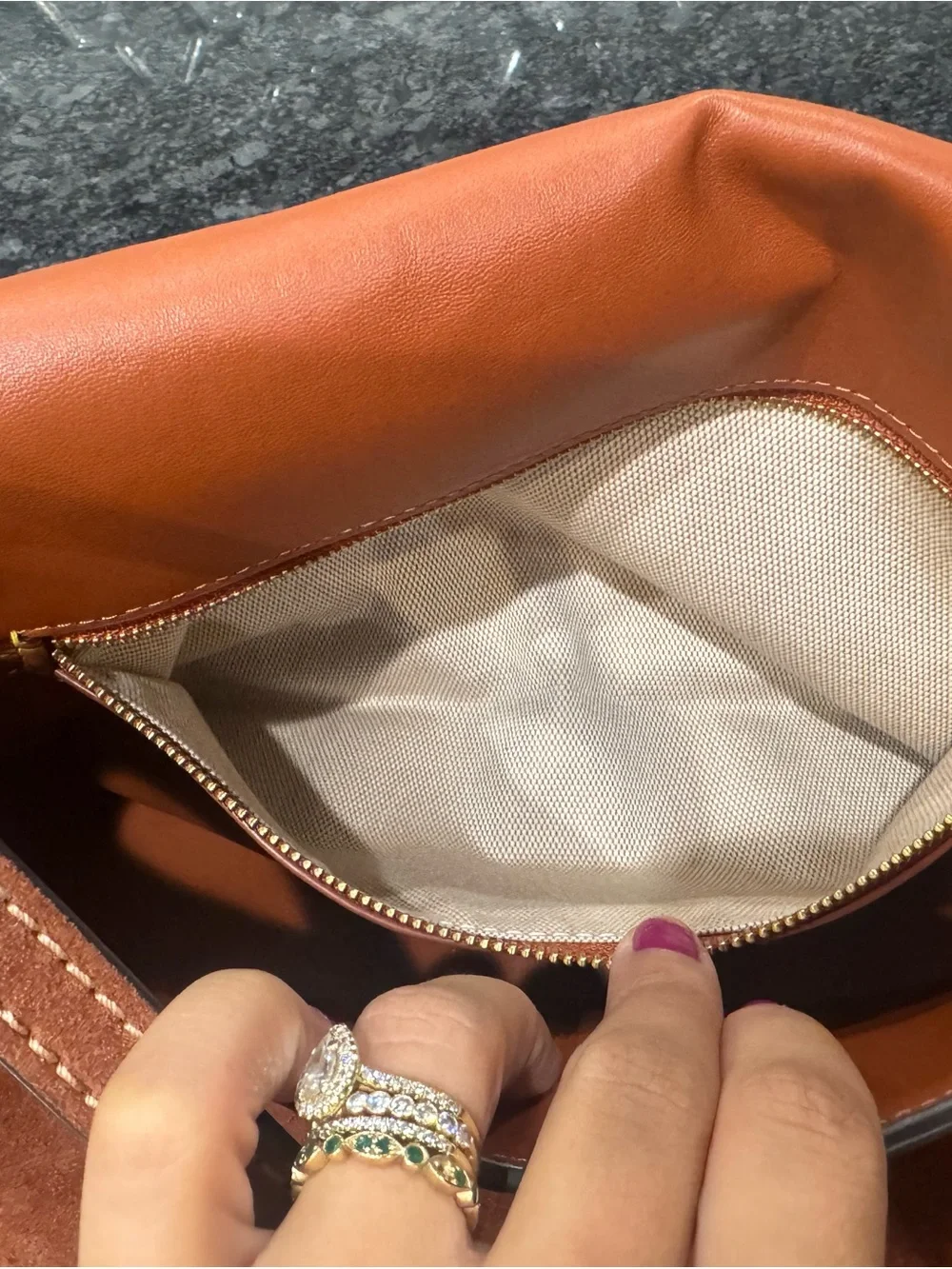 COACH Chelsea 30 in clay suede shoulder bag with gold hardware